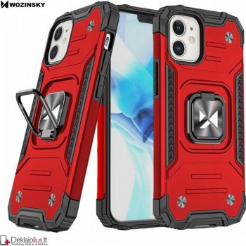 Wozinsky smūgiams atsparus dėklas su žiedu - raudonas (Apple Iphone 14 Plus)
